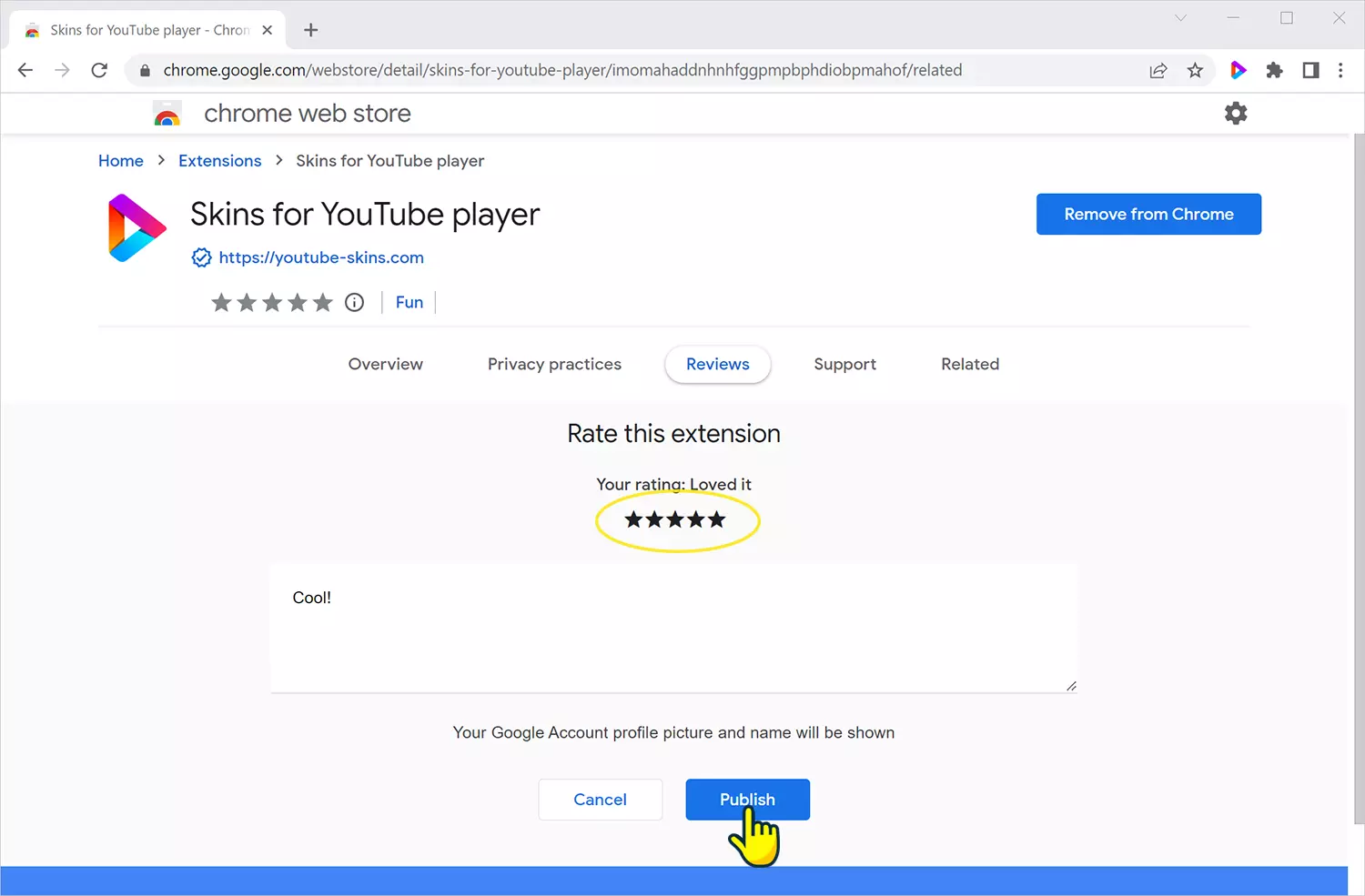 Rate the extension